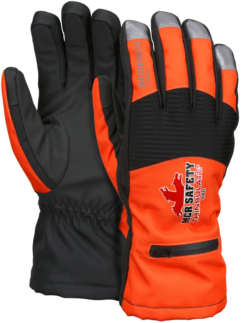 980 - MCR Safety Insulated Mechanics Gloves - 100 Gram Thinsulate™ Lining - MAXGrid™ Material Palm - Inner Elastic Snow and Ice Cuff - Waterproof / Windproof Barrier for Moderate Climate Protection
