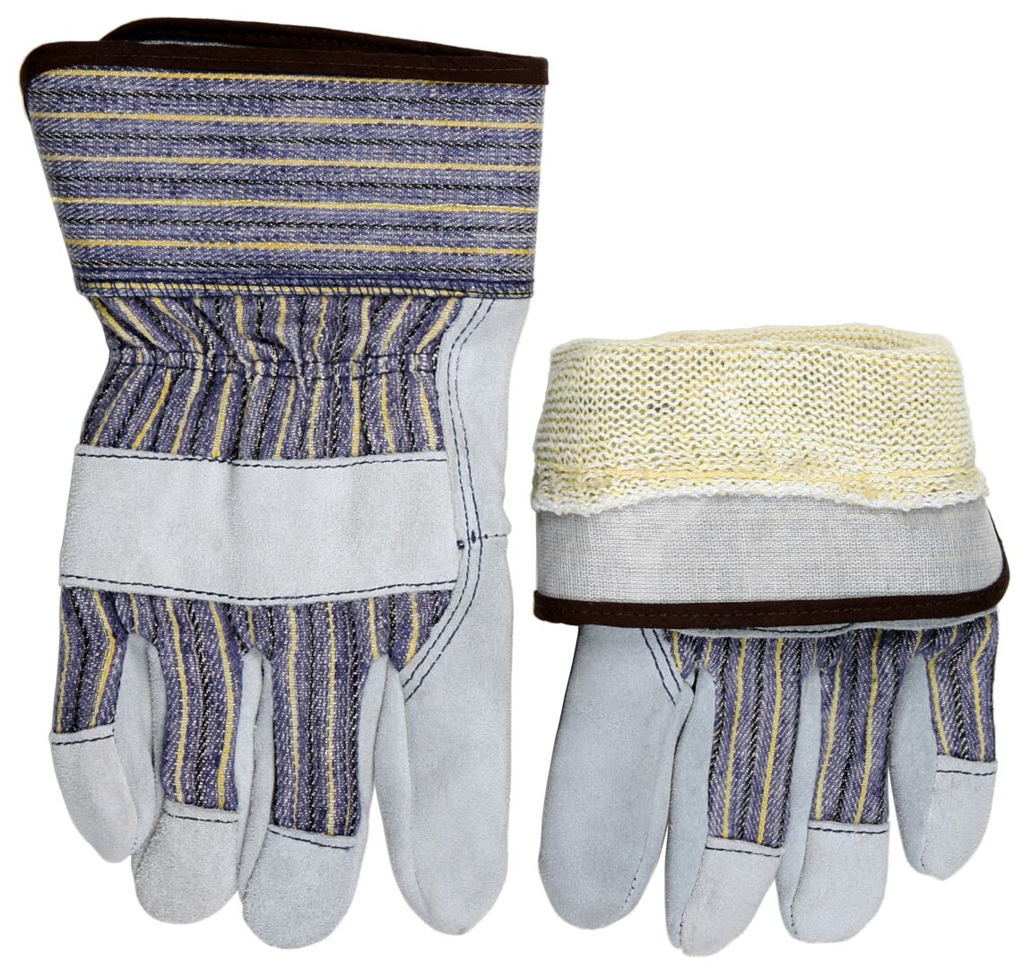 1400K - Leather Palm Work Gloves - Select B+ Grade - Split Shoulder Leather - DuPont™ Kevlar® Aramid Plaited Liner - 2.5-Inch Plasticized Safety Cuff