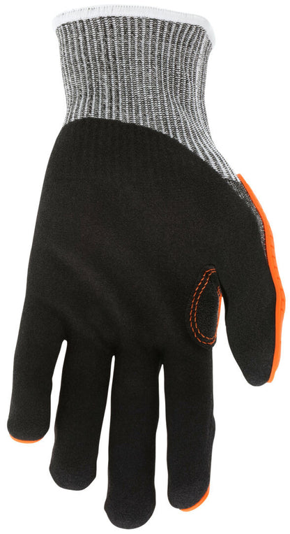 UT1952 - MCR Safety UltraTech® Mechanics Gloves - CutPro® UltraTech® - 13 Gauge HyperMax® HPPE Shell - Black Sandy Nitrile Foam Coated Palm - Hi-Vis Orange TPR Back Protects Hands from Impact
