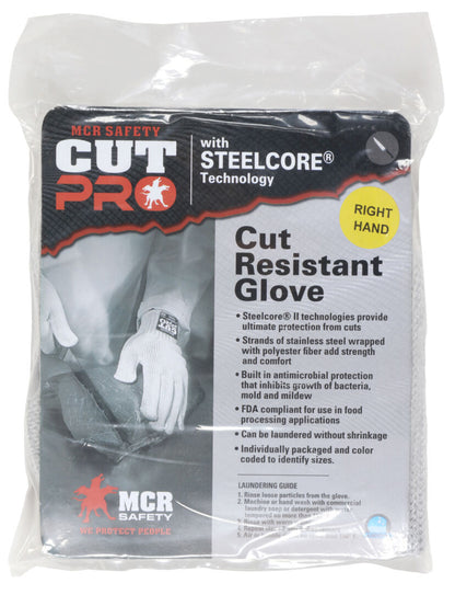 9381 - MCR Safety Steelcore® ll - 7 Gauge Cut Resistant Work Gloves - Polyester Wrapped Stainless Steel - PVC Blocks on One Side - FDA Accepted Materials Allow These Gloves to be used as Kitchen Gloves