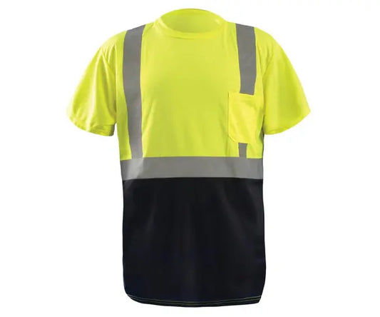Occunomix Short Sleeve Black Bottom Wicking Birdseye T-Shirt W/Pocket Hi-Vis Shirts Orange S model LUX-SSETPBK-OS