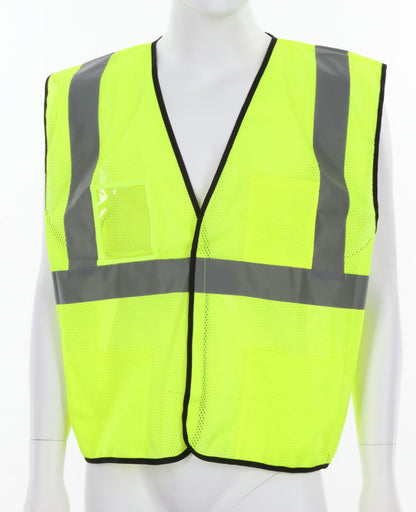 MCR Safety VCL2ML - Hi-Vis Lime Safety Vest - 2 Inch SIlver Reflective Stripes - Mesh Fabric with Hook & Loop Closure - Meets ANSI/ISEA 107 2020 Standard - Type R Class 2 Compliant - Breathable Safety Vest with Mesh Fabric — manufacturer image 2