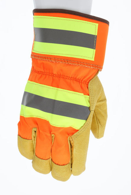 19251_ - 19251L - 12793 - 360 - Leather palm work gloves – MCR Safety Group 19251 Luminator® Series – hi-visibility pigskin l