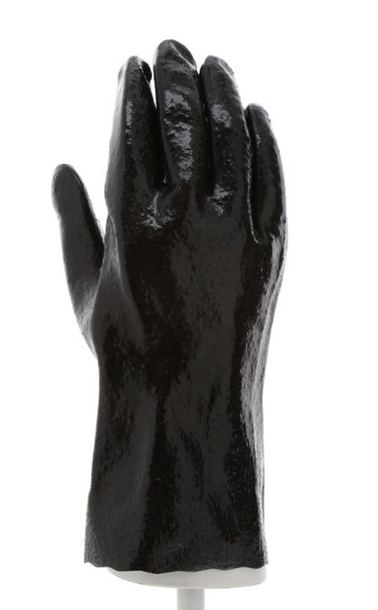 6212R - PVC Coated Work Gloves - Single Dipped with Rough Black PVC - Soft Interlock Lining - 12-Inch Length - Interlock Lining is Comfortable and Soft to the Touch