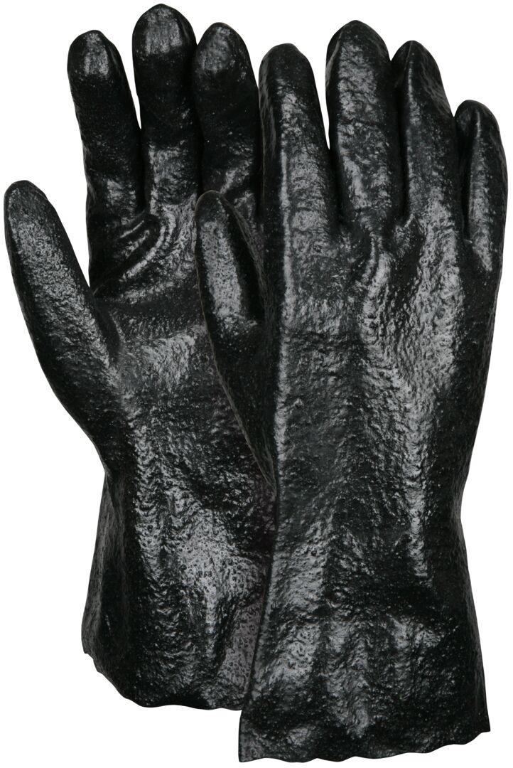 6212R - PVC Coated Work Gloves - Single Dipped with Rough Black PVC - Soft Interlock Lining - 12-Inch Length - Interlock Lining is Comfortable and Soft to the Touch