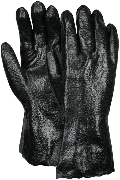 6212R - PVC Coated Work Gloves - Single Dipped with Rough Black PVC - Soft Interlock Lining - 12-Inch Length - Interlock Lining is Comfortable and Soft to the Touch