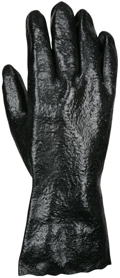 6212R - PVC Coated Work Gloves - Single Dipped with Rough Black PVC - Soft Interlock Lining - 12-Inch Length - Interlock Lining is Comfortable and Soft to the Touch
