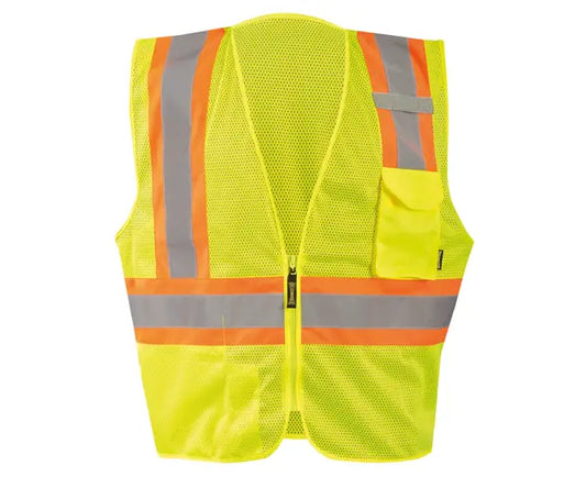 Occunomix Mesh Two-Tone 3-Pocket Vest W/Zipper Hi-Vis Safety Vests Orange S model ECO-IMZ3P2T-OS