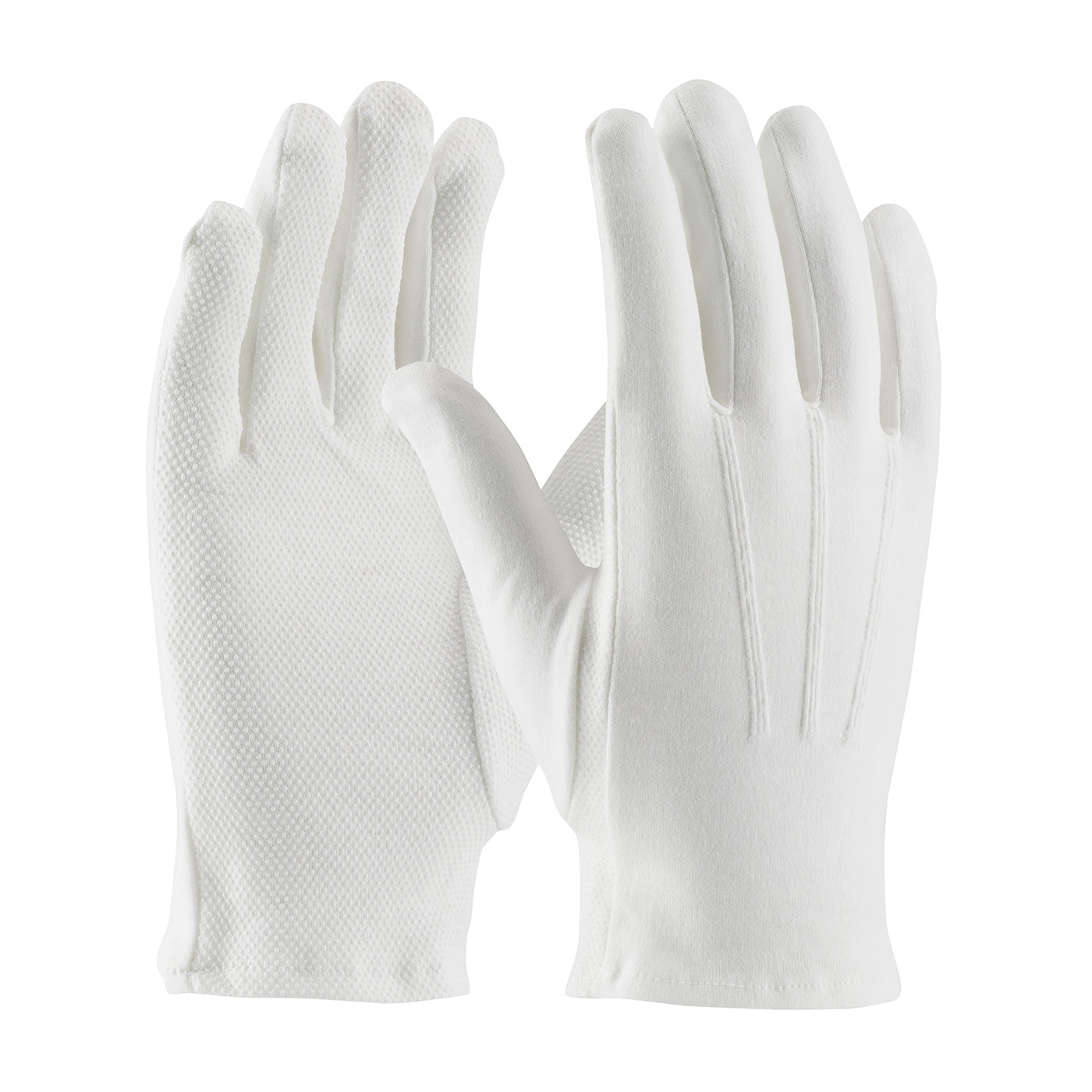 Century Glove 130-100WMPD – 100% Cotton Dress Glove, Dotted Palm with Raised Stitching on Back - Open Cuff