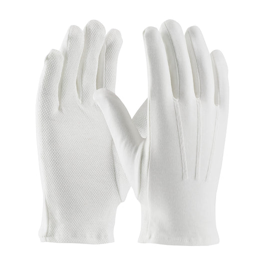 Century Glove 130-100WMPD – 100% Cotton Dress Glove, Dotted Palm with Raised Stitching on Back - Open Cuff