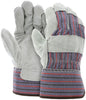 Split Leather Palm Work Gloves, Cowhide, Rubberized Safety Cuff, Wing Thumb