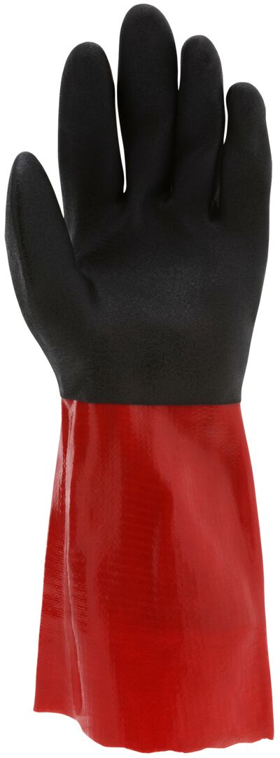 MG9645 - PredaStretch™ Work Gloves - 15-Gauge Cut-Resistant Synthetic Shell - Full Red PVC Coating - Second Black PVC Coating - 14-Inch Gauntlet Cuff - Cut-Resistant Shell with Sandy Texture for Better Grip