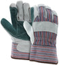 Leather Palm Work Gloves, Double Cowhide Split, Rubberized Safety Cuff