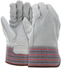 Cowhide Split Leather Work Gloves, Full Leather Back, Rubberized Safety Cuff, Wing Thumb