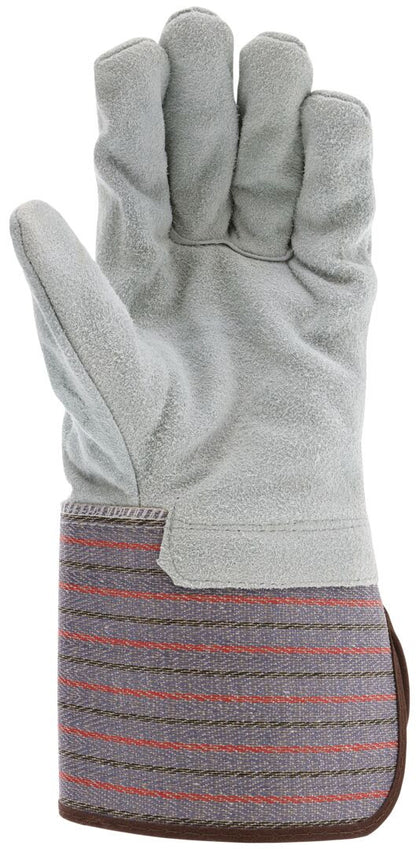 Cowhide Leather Work Gloves, Split Palm, Gauntlet Cuff, Wing Thumb