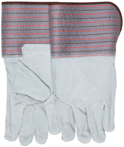 Cowhide Leather Work Gloves, Split Palm, Gauntlet Cuff, Wing Thumb