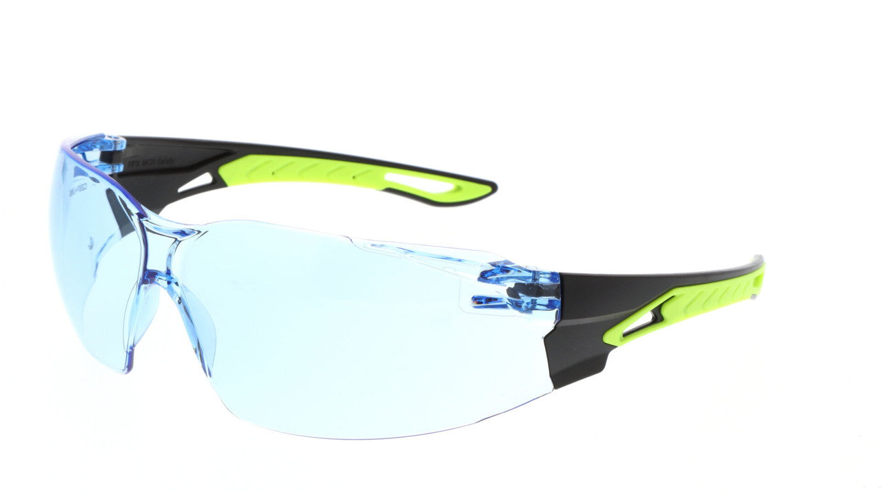 MCR Safety HK5 - Hulk® HK5 Series Safety Glasses - Hi-Vis Lime/Black TPR Temples - Indoor/Outdoor Mirror Lens - UV-AF® Anti-Fog Lens Coating - Integral Polycarbonate Nose Bridge - Excellent Horizontal and Vertical Field of Vision — manufacturer image 2