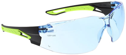MCR Safety HK5 - Hulk® HK5 Series Safety Glasses - Hi-Vis Lime/Black TPR Temples - Indoor/Outdoor Mirror Lens - UV-AF® Anti-Fog Lens Coating - Integral Polycarbonate Nose Bridge - Excellent Horizontal and Vertical Field of Vision — manufacturer image 3