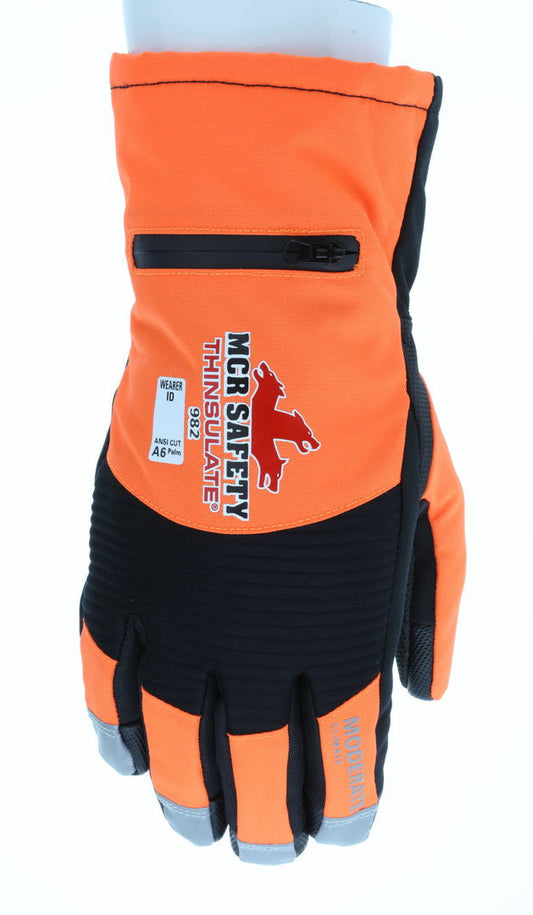 982M - MCR Safety Insulated Mechanics Gloves - 100 gram Thinsulate™ and Cut Resistant Lining - MAXGrid™ Material Palm - Inner Elastic Snow & Ice, Waterproof & Windproof Barrier for Moderate Climate Protection