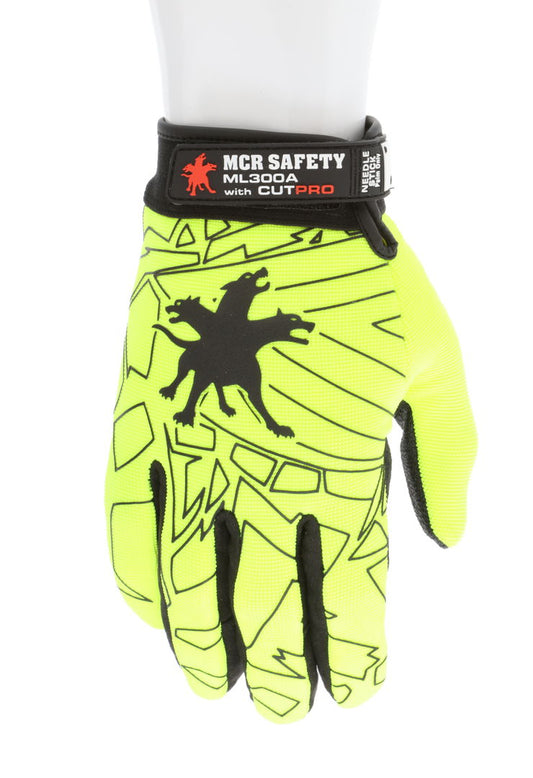 ML300AM - CutPro® Mechanics Gloves - Cut and Puncture Resistant Work Gloves - Black Synthetic Leather Palm and Fingers - Alycore® Lined Palm - Hypodermic Needle Puncture Protection Zone in Palm and Sides of Fingers
