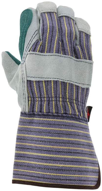 Split Cowhide Leather Palm Work Gloves, Select B+ Grade, Gauntlet Cuff