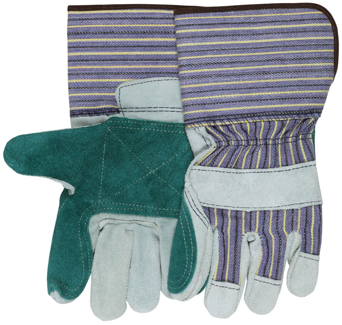 Split Cowhide Leather Palm Work Gloves, Select B+ Grade, Gauntlet Cuff