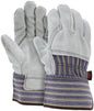 Split Leather Palm Work Glove, 3/4 Cowhide Back, Plasticized Safety Cuff