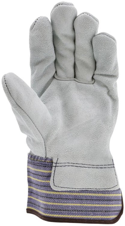 Split Leather Palm Work Glove, 3/4 Cowhide Back, Plasticized Safety Cuff