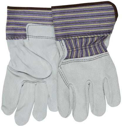 Split Leather Palm Work Glove, 3/4 Cowhide Back, Plasticized Safety Cuff