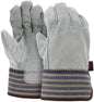 Leather Palm Work Gloves, Split Cowhide, Full Back, Safety Cuff