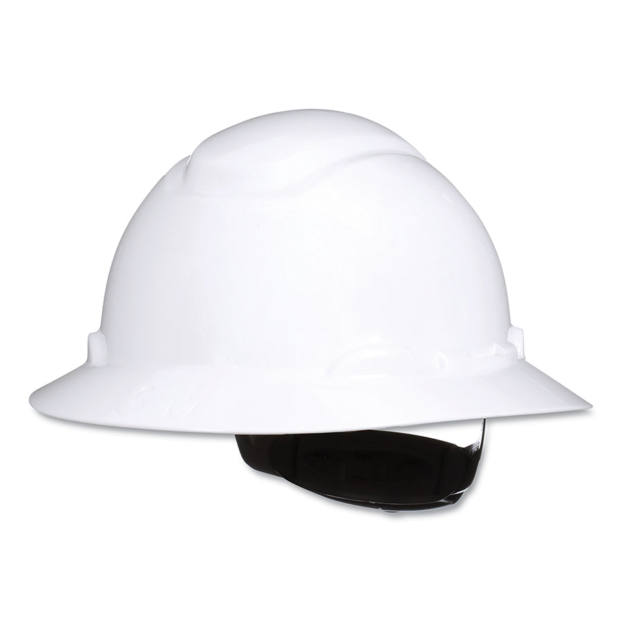 3M™ SecureFit™ Full Brim Hard Hat H-801SFR-UV, White, 4-Point Pressure Diffusion Ratchet Suspension, with UVicator