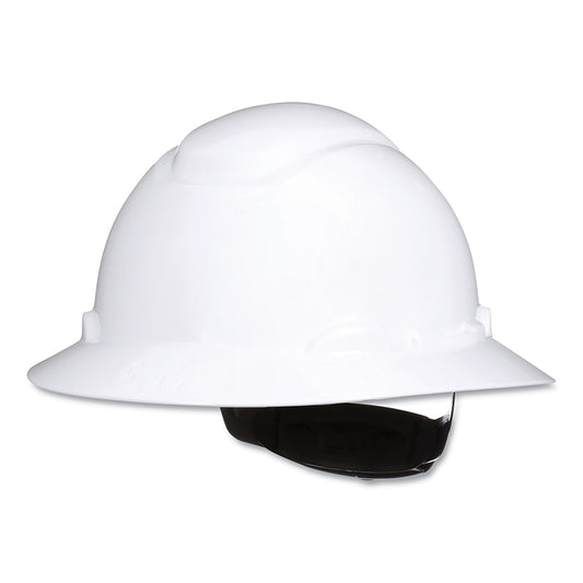 3M™ SecureFit™ Full Brim Hard Hat H-801SFR-UV, White, 4-Point Pressure Diffusion Ratchet Suspension, with UVicator