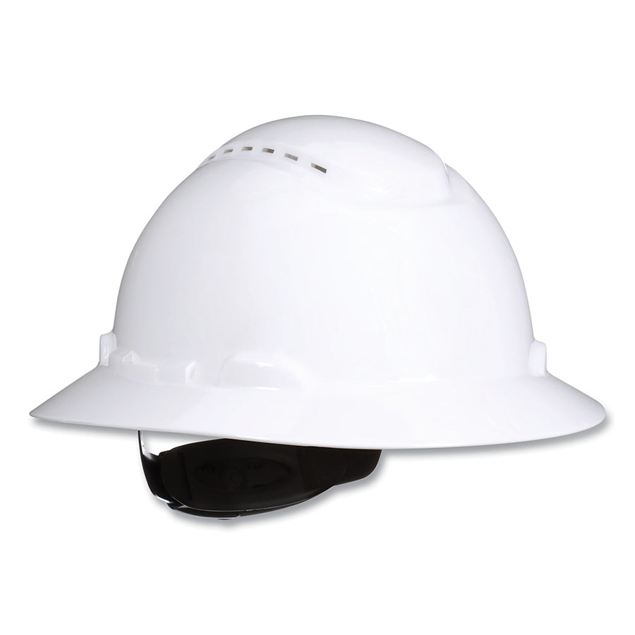 3M™ SecureFit™ Full Brim Hard Hat, Vented, 4-Point Pressure Diffusion Ratchet Suspension, w/UVicator