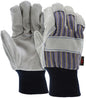 Leather Palm Work Gloves, Split Cowhide, Select B+ Grade, Knit Wrist