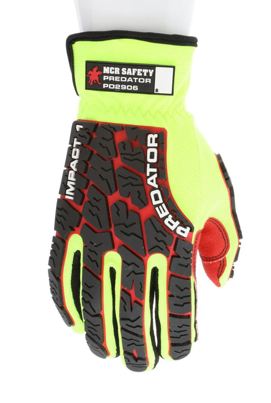 PD2906 - Predator® Mechanics Work Gloves - Textured PVC Coated Palm - Tire Tread Pattern TPR Back-of-Hand Protection - Slip-On Wrist with ID Pad - TPR Back of Provides Impact Protection