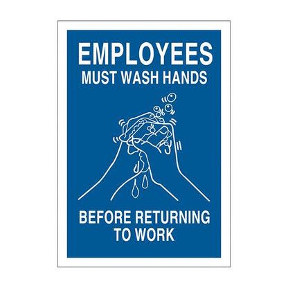 Brady "Employees Must Wash Hands Before Returning to Work" Personal Hygiene Signs