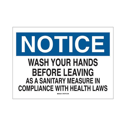 Brady "Notice Wash Hands Before Leaving As A..." Personal Hygiene Signs