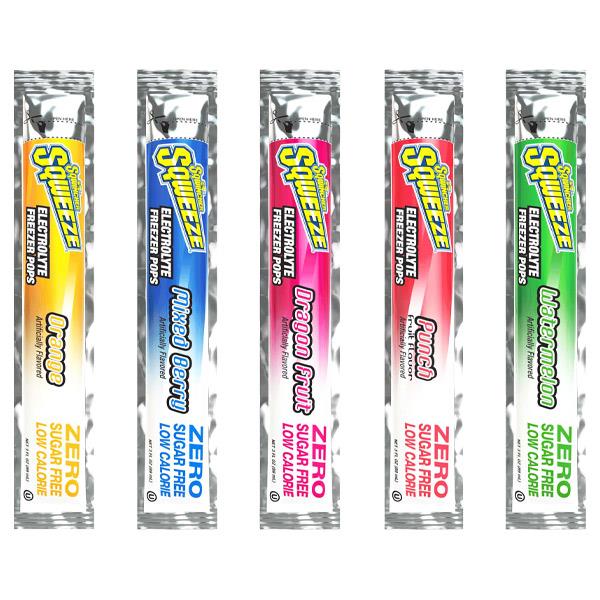 Sqwincher Zero Sqweeze Pops, Assorted Flavors, 3 oz Packs/Yield
