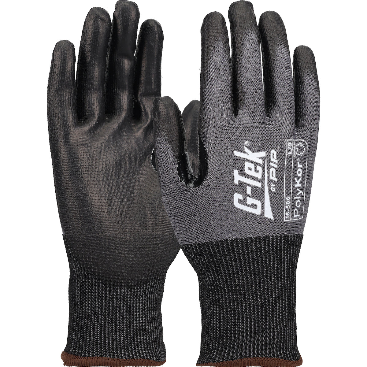 G-Tek 16-586 – Seamless Knit A6 PolyKor® Blended Glove with Polyurethane Coated Flat Grip on Palm & Fingers - 18 Gauge - Touchscreen