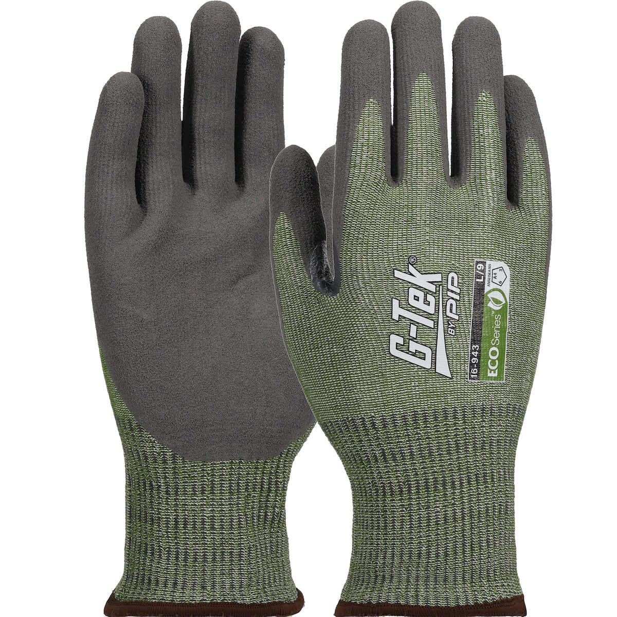 G-Tek 16-943 – Seamless Knit Bio-Based Yarn Blended Glove with Bio-XTC™ Coated Sandy Grip on Palm & Fingers - Touchscreen