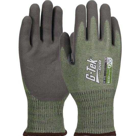 G-Tek 16-943 – Seamless Knit Bio-Based Yarn Blended Glove with Bio-XTC™ Coated Sandy Grip on Palm & Fingers - Touchscreen