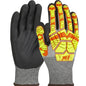 G-Tek® PolyKor®: Seamless Knit PolyKor® Blended Glove with Hi-Vis Impact Protection and Nitrile Foam Grip on Palm & Fingers