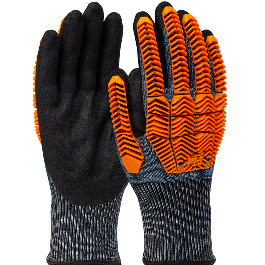 G-Tek® PolyKor® Seamless Knit PolyKor® Blended Glove with D3O® Impact Protection and Nitrile MicroSurface Coated Palm & Fingers