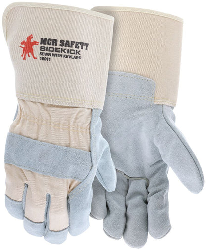 Sidekick Cowhide Leather Palm Gloves, Wing Thumb, Gauntlet Cuff