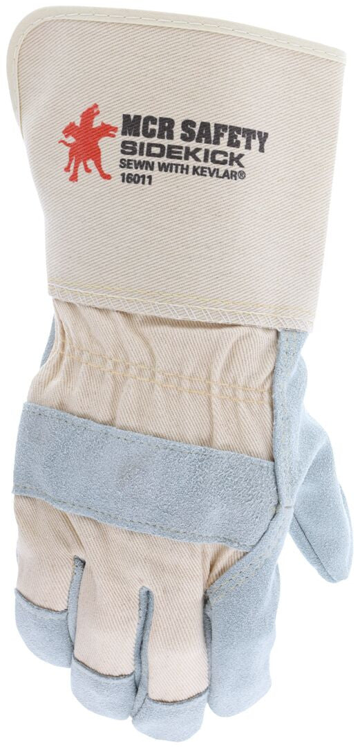 Sidekick Cowhide Leather Palm Gloves, Wing Thumb, Gauntlet Cuff