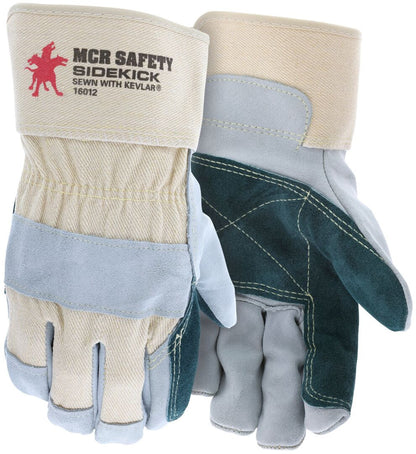 Sidekick Cowhide Split Leather Palm Gloves, Double Palm, Rubberized Safety Cuff, Kevlar Sewn