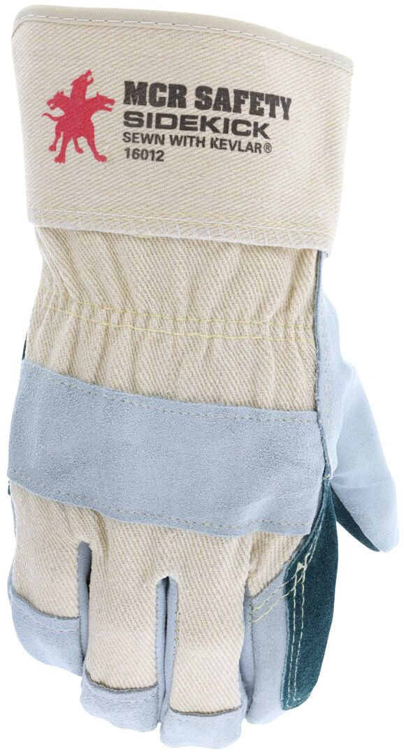 Sidekick Cowhide Split Leather Palm Gloves, Double Palm, Rubberized Safety Cuff, Kevlar Sewn