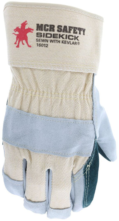 Sidekick Cowhide Split Leather Palm Gloves, Double Palm, Rubberized Safety Cuff, Kevlar Sewn