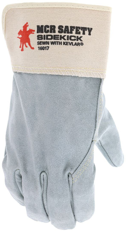 Sidekick Full Cowhide Leather Palm Gloves, Kevlar-Sewn, Rubberized Safety Cuff