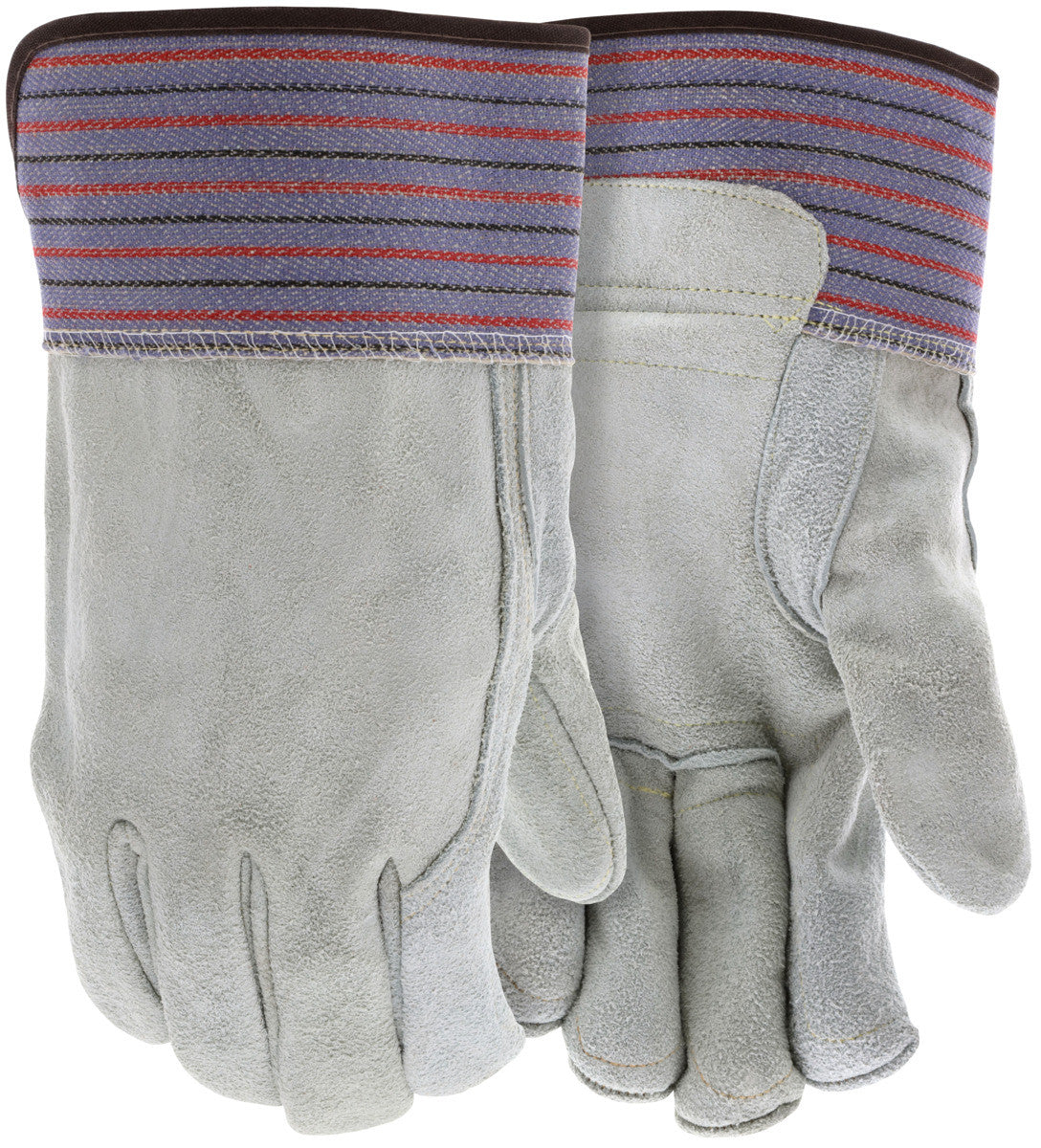 Split Cowhide Leather Gloves, Double Palm, Fleece-Lined, Safety Cuff